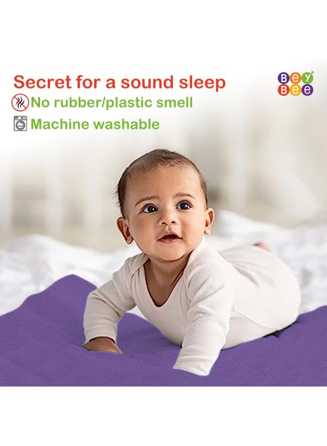 Bey Bee BeyBee Non-Toxic Quick Dry Sheet for New Born Baby|Anti-Piling Soft Fleece Bed Protector|Waterproof Extra Absorbent Mattress Protector (Maroon+Violet,Medium Combo(100x70 cm)) - Image 4