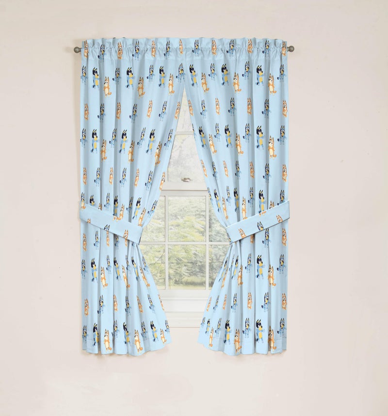 Jay Franco Window Curtains for Kids Bedroom 4-Piece Drape Set with 2 Tiebacks, Blue - Bluey & Bingo, 42" W x 63" L (Pack of 2) - Image 4
