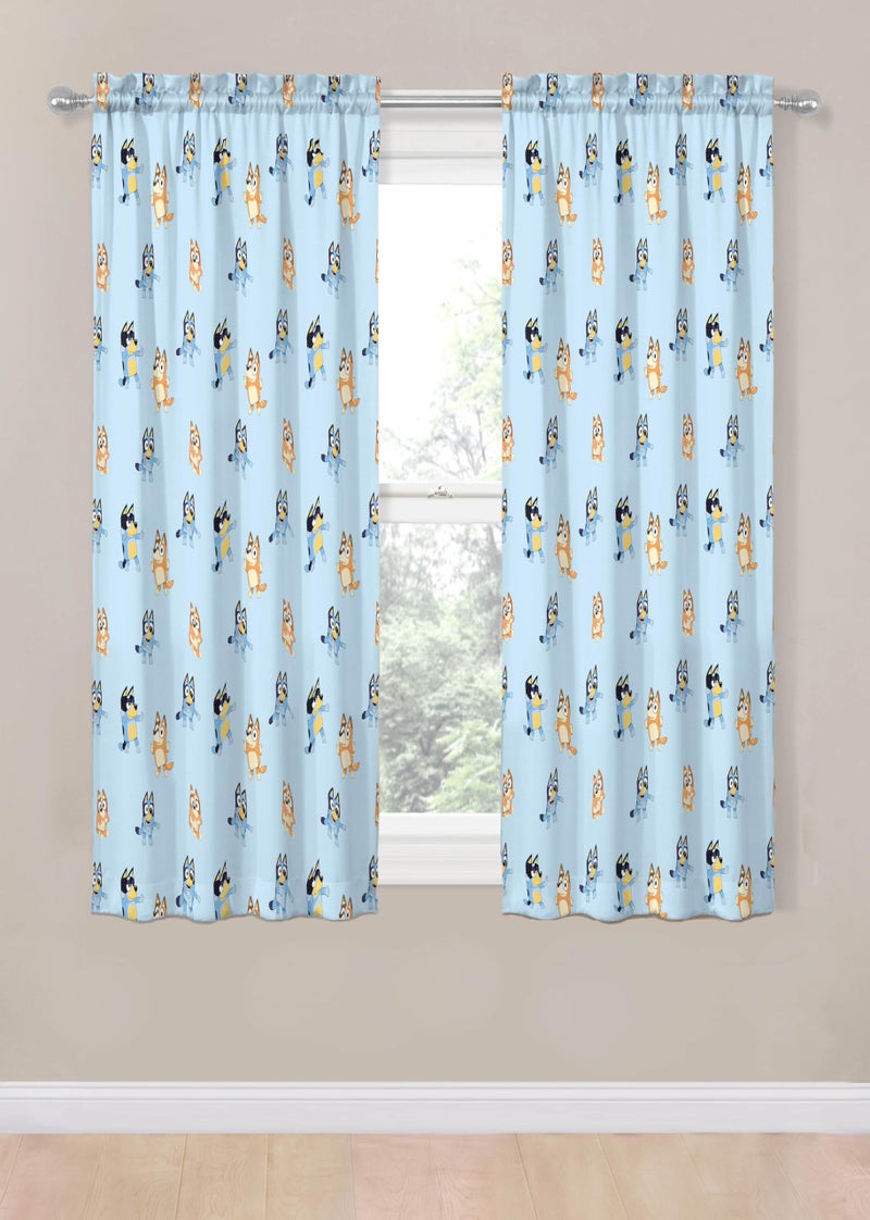 Jay Franco Window Curtains for Kids Bedroom 4-Piece Drape Set with 2 Tiebacks, Blue - Bluey & Bingo, 42" W x 63" L (Pack of 2) - Image 2