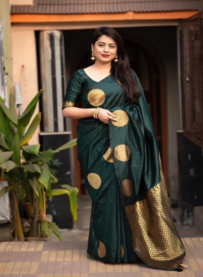 Avantika Fashion Women's Kanjivaram Soft Pure Silk Banarasi Sarees With Blouse Piece (5148-GREEN) - Image 2