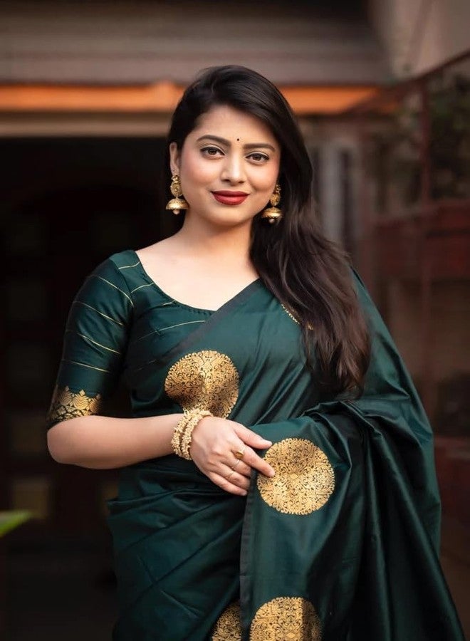 Avantika Fashion Women's Kanjivaram Soft Pure Silk Banarasi Sarees With Blouse Piece (5148-GREEN) - Image 4
