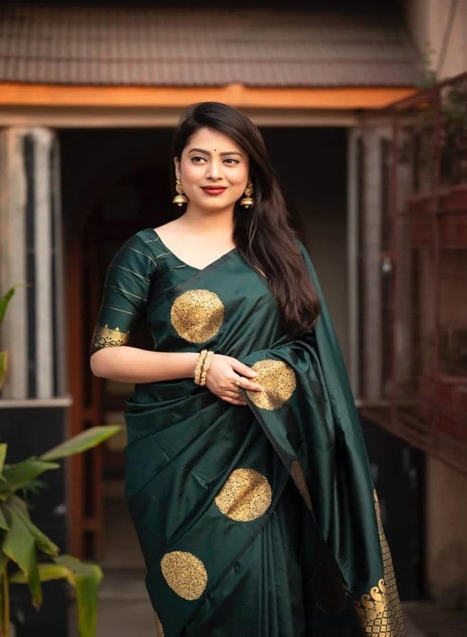 Avantika Fashion Women's Kanjivaram Soft Pure Silk Banarasi Sarees With Blouse Piece (5148-GREEN) - Image 1