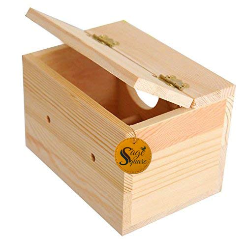 Sage Square Natural Breeding Box for Medium Size Birds (Parrots, Cockatiels etc) with Perch Attached - Image 5