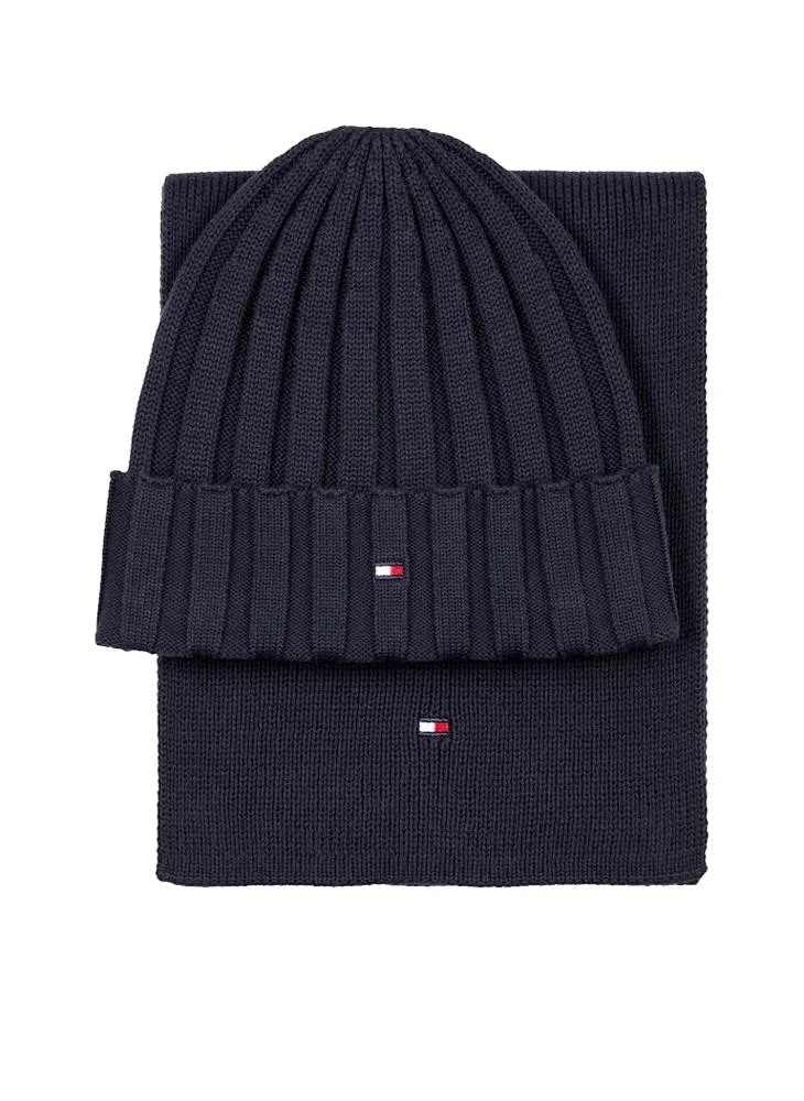 TOMMY HILFIGER Kids Small Flag Beanie And  Scarf Gift Pack