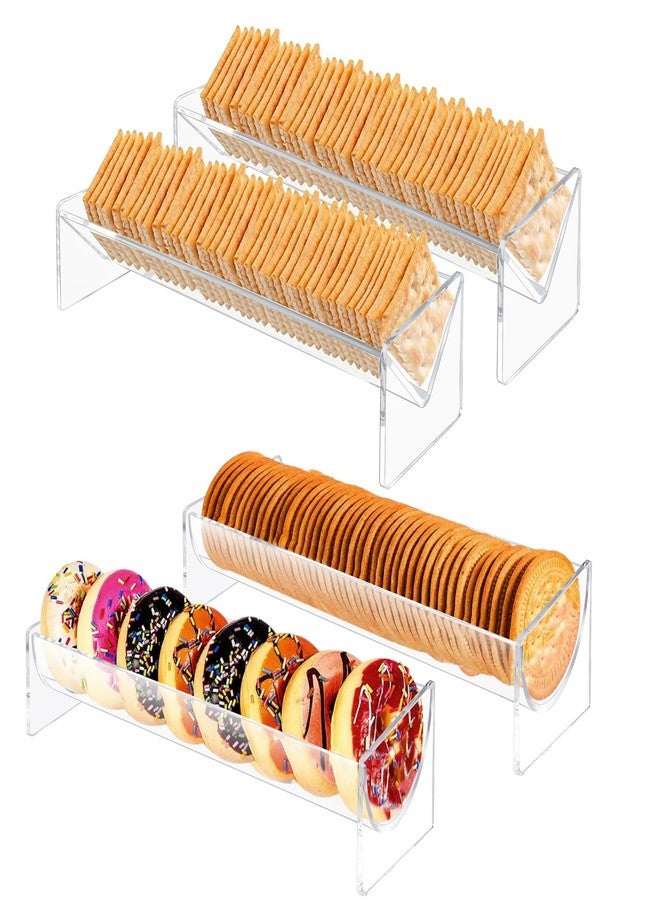 Lainballow 4 Pcs Cracker Serving Tray, Clear Acrylic Cracker Holder, Rectangular Cracker Display Stand, Food Display Tray for Party, Events, Wedding, Christmas, Home, Buffet (V Shape, U Shape) - Image 1