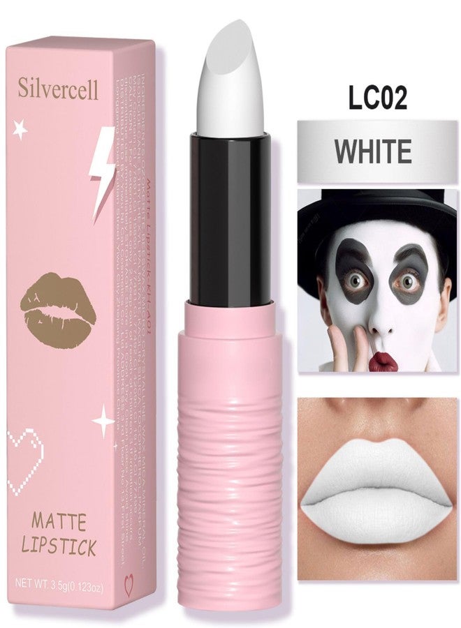 Silvercell White Lipstick Halloween Smudge Proof, White Lipstick Matte Lipsticks for Women Long Lasting, Lip Stick Waterproof Lip Gloss Face Paint Stick for Halloween Cosplay Goth Makeup - Image 2