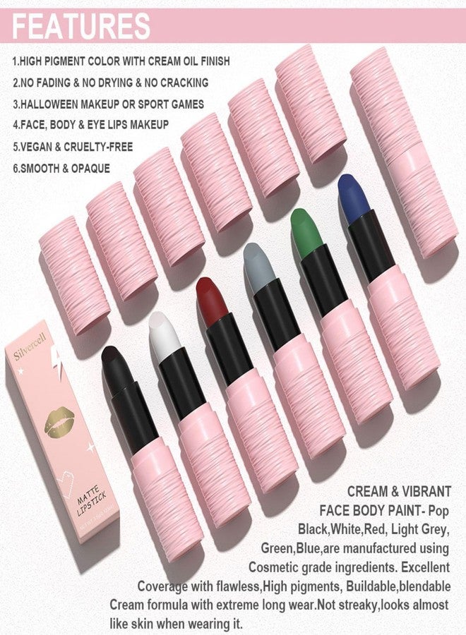 Silvercell White Lipstick Halloween Smudge Proof, White Lipstick Matte Lipsticks for Women Long Lasting, Lip Stick Waterproof Lip Gloss Face Paint Stick for Halloween Cosplay Goth Makeup - Image 4