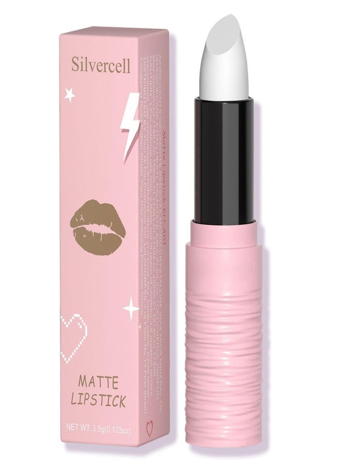 Silvercell White Lipstick Halloween Smudge Proof, White Lipstick Matte Lipsticks for Women Long Lasting, Lip Stick Waterproof Lip Gloss Face Paint Stick for Halloween Cosplay Goth Makeup - Image 1