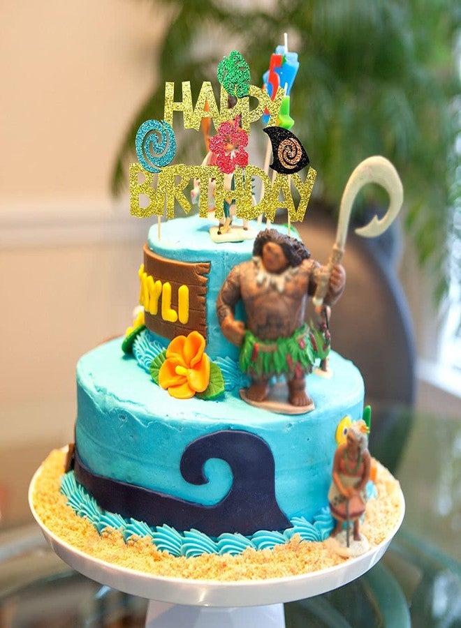 Roaring Good Time غطاء كعكة موانا، غطاء كعكة عيد ميلاد سعيد موانا، زينة حفل عيد ميلاد موانا لحفل استقبال المولود الجديد، مستلزمات حفلات أعياد الميلاد في هاواي - Image 3