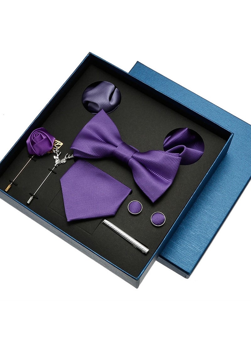 8 Pcs Men's tie pocket square cufflinks bow tie brooch set men's gift box set  - Image 1