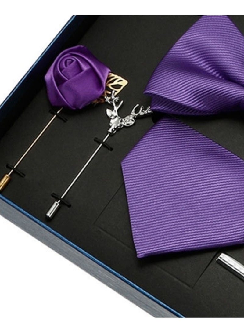 8 Pcs Men's tie pocket square cufflinks bow tie brooch set men's gift box set  - Image 2