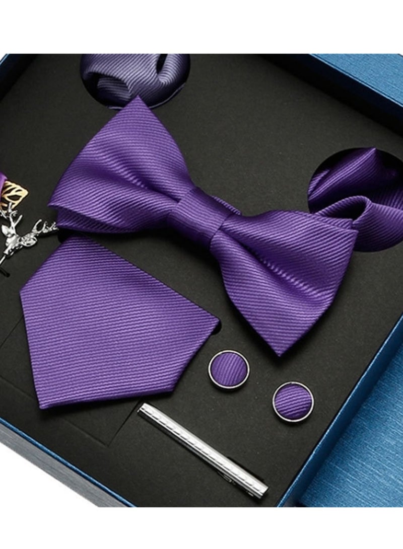 8 Pcs Men's tie pocket square cufflinks bow tie brooch set men's gift box set  - Image 4