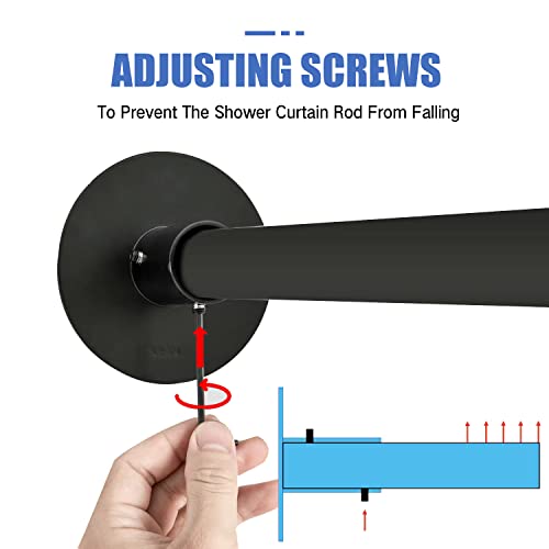 Protalwell Black Stainless Steel L Shaped 50" Shower Curtain Rod - No Drill Adhesive - Image 4