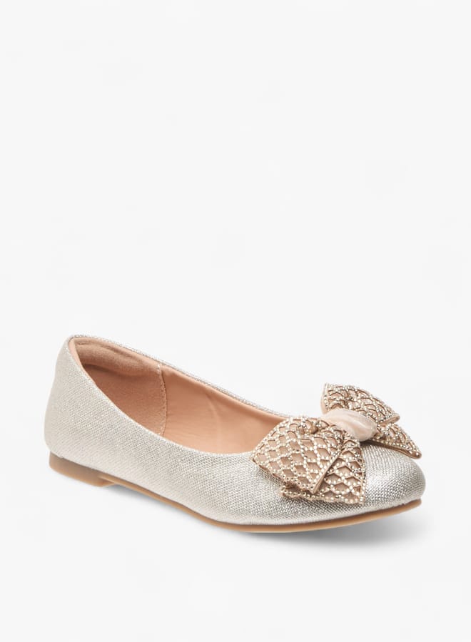 Little Missy Girls Bow Embellished Slip-On Ballerina Shoes Ramadan Collection - Image 3