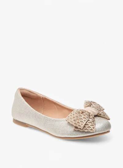 Little Missy Girls Bow Embellished Slip-On Ballerina Shoes