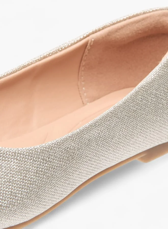 Little Missy Girls Bow Embellished Slip-On Ballerina Shoes