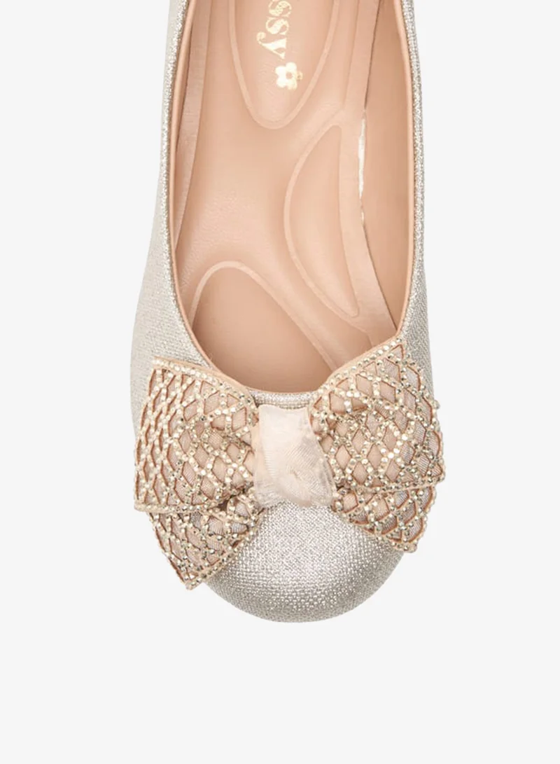 Little Missy Girls Bow Embellished Slip-On Ballerina Shoes Ramadan Collection