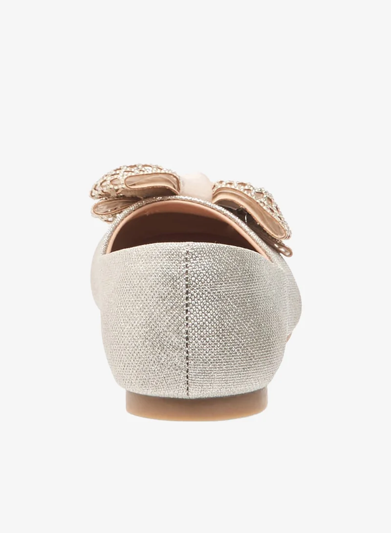 Little Missy Girls Bow Embellished Slip-On Ballerina Shoes Ramadan Collection