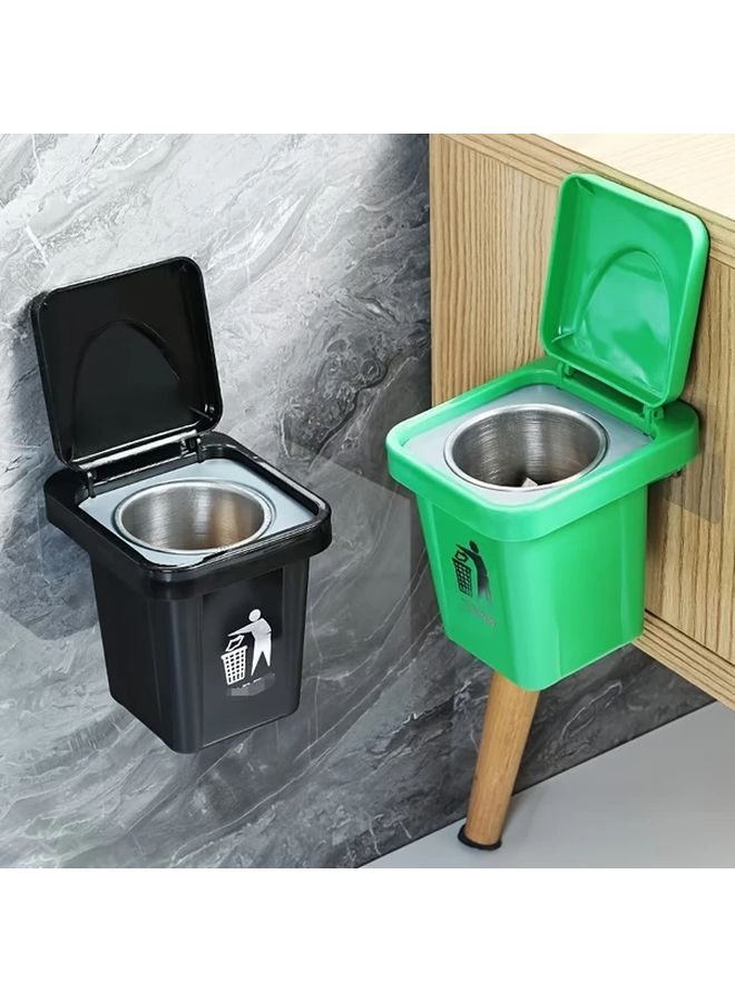 Wall Mounted Ashtray With Lid Heavy Duty Stainless Steel Smoke Bin Black Anti Fly Ash Design - Image 4