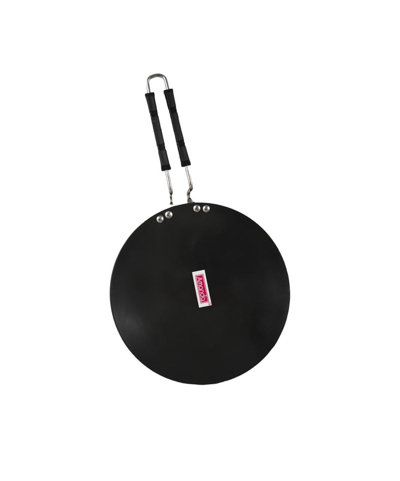 Amanda طاسة أماندا المصنوعة من الألمنيوم المؤكسد الصلب 28 سم | بسماكة 4 مم | طاسة غير لاصقة للروتي/باراثا | مقبض مثبت، مقاومة للخدوش، خالية من السموم | متوافقة مع الغاز والطهي بالحث | أواني طهي متينة مع ضمان لمدة سنة - Image 1