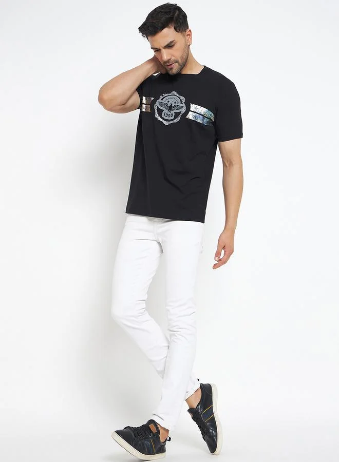 DUKE Duke Round Neck Foil Print T-Shirt
