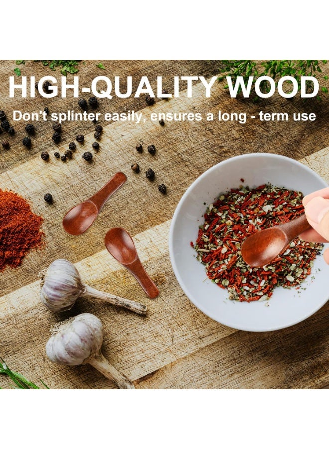 6 Pcs Small Wooden 2.36in Mini Spoons for Spice Jars Salt Ice Cream Honey Coffee Tea Sugar Sauces Jam Mustard Cooking - Image 3