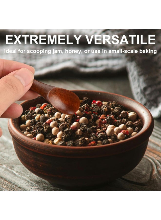 6 Pcs Small Wooden 2.36in Mini Spoons for Spice Jars Salt Ice Cream Honey Coffee Tea Sugar Sauces Jam Mustard Cooking - Image 4