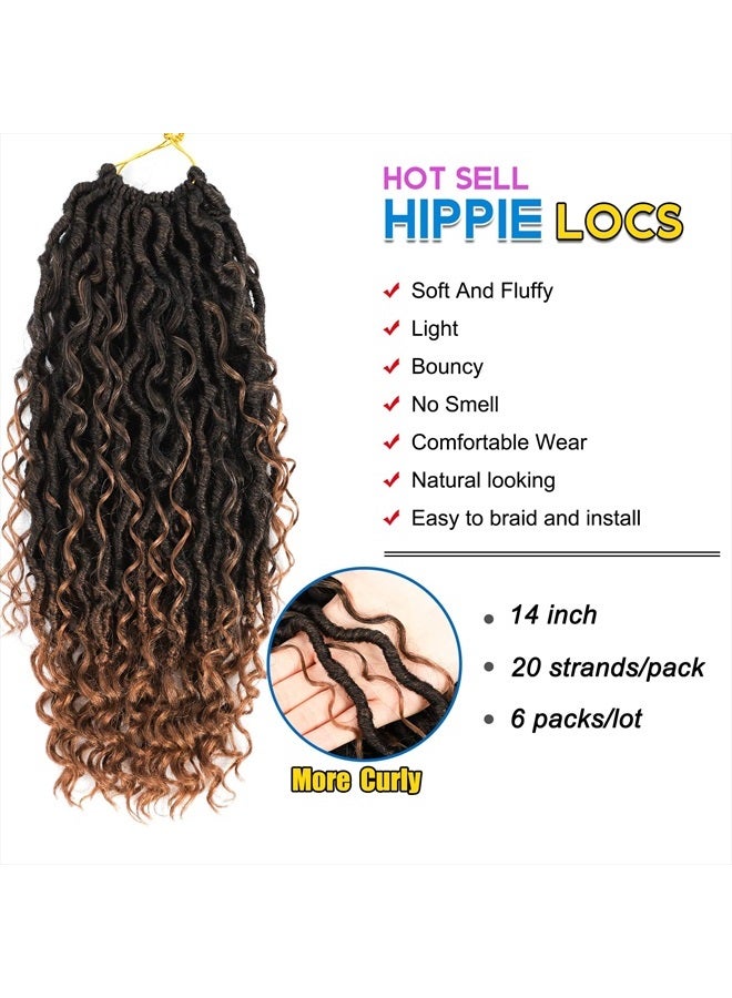 SAMBRAID 6 Packs Goddess New Locs Crochet Hair, 14 Inch Hippie Locs, Crochet Braids Hair for Black Women, with More Small curls, Faux Bohemia Locs, Boho Style(14 Inch, 6Packs, T1B/30) - Image 2