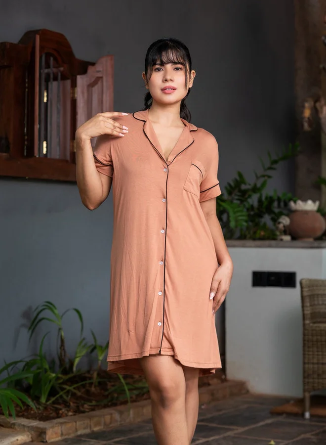 أدريا قميص نوم قصير بأكمام قصيرة من أدرايا