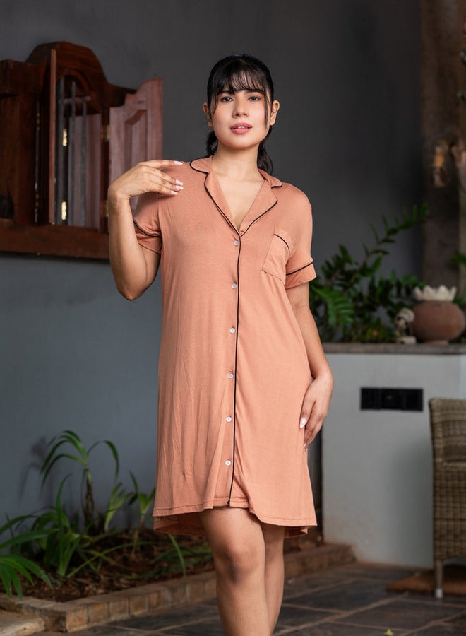 أدريا قميص نوم قصير بأكمام قصيرة من أدرايا - Image 1