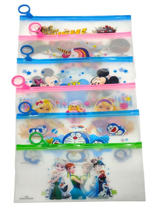 CAMPIO Plastic Multipurpose Waterproof Printed Zipper Pouches Document Holder/Cartoon Print Pen Pencil Case/Cosmetic Pouch/Travel Organizer - (Pack Of 10), Multicolor - Image 2