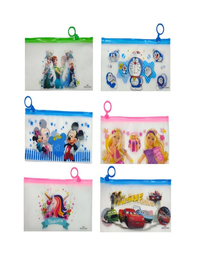 CAMPIO Plastic Multipurpose Waterproof Printed Zipper Pouches Document Holder/Cartoon Print Pen Pencil Case/Cosmetic Pouch/Travel Organizer - (Pack Of 10), Multicolor - Image 3