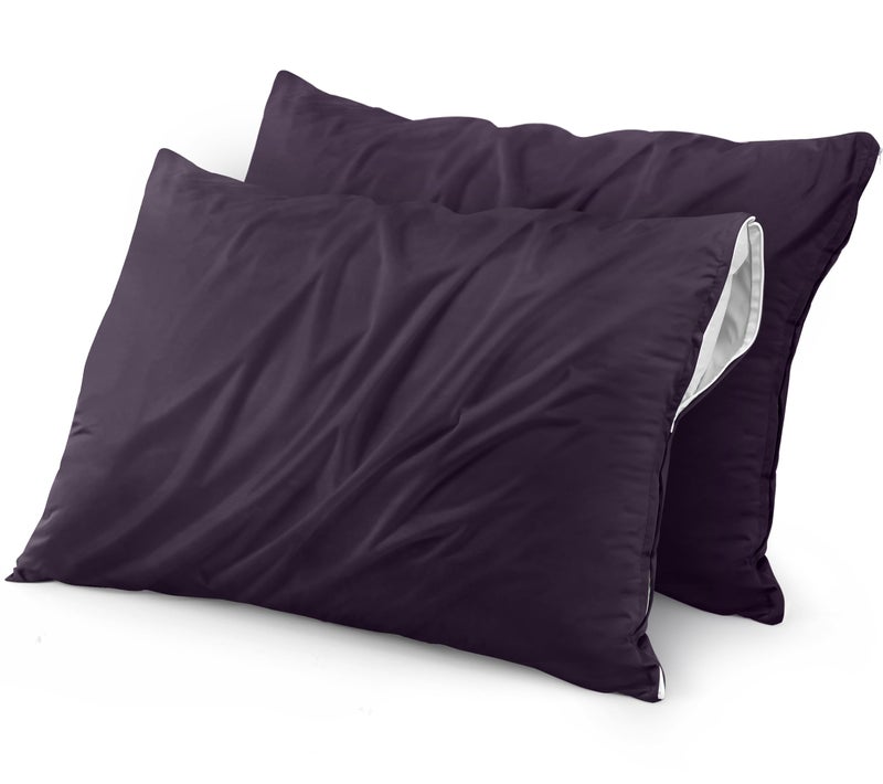 Utopia Bedding Waterproof Pillow Protector Zippered (2 Pack) Standard Purple - Bed Bug Proof Pillow Encasement 20 x 26 Inches