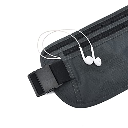 DAITET RFID Blocking Money Belt for Men Women, Slim Fanny Pack for Travel，Running,Conceal Waist Wallet for Passport Holder,Phone,Cash(Black Dark Grey) - Image 4