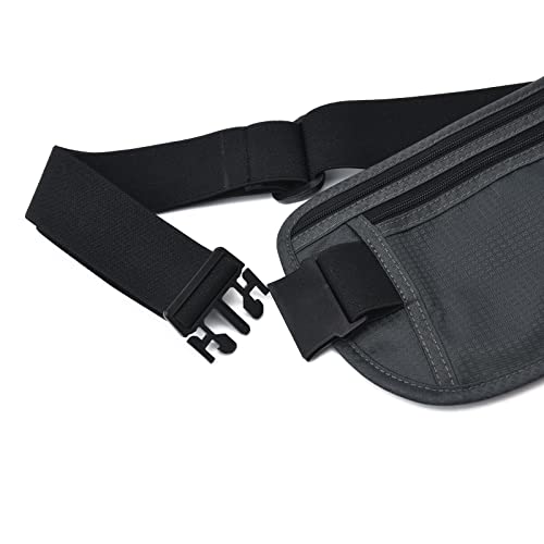 DAITET RFID Blocking Money Belt for Men Women, Slim Fanny Pack for Travel，Running,Conceal Waist Wallet for Passport Holder,Phone,Cash(Black Dark Grey) - Image 3