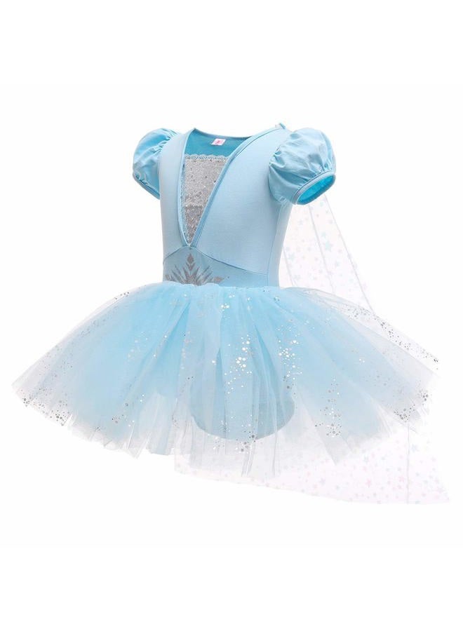 CinheyU Halloween Costumes Frozen Elsa Princess Ballerina Tutu Dress for Baby Girls Birthday Christmas Fancy Party Outfits 110 - Image 2