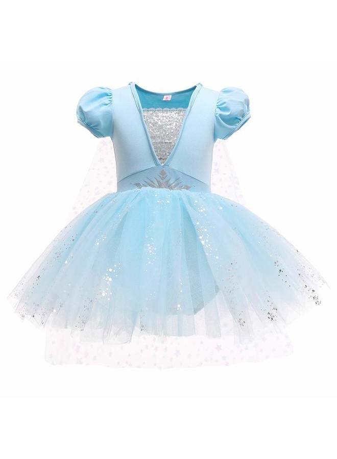 CinheyU Halloween Costumes Frozen Elsa Princess Ballerina Tutu Dress for Baby Girls Birthday Christmas Fancy Party Outfits 110 - Image 1