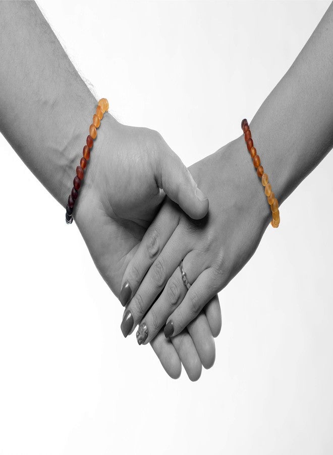 AMBERAGE Natural Baltic Amber Bracelet for Adults (Women/Men) - Hand made From Raw-Unpolished/Certified Baltic Amber Beads(6 Colors) (8, Raw-Unpolished Rainbow) - Image 4