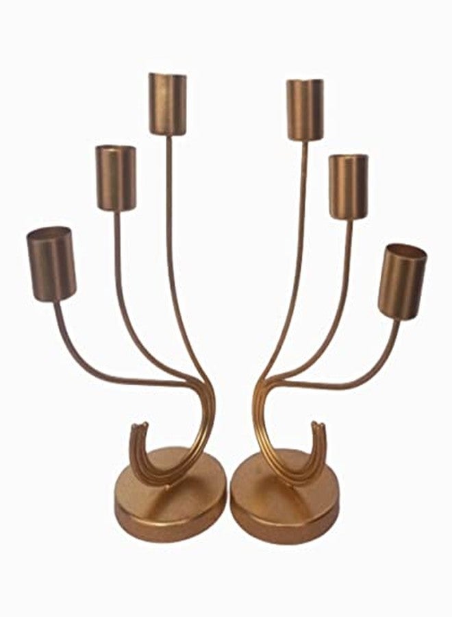 ATRANGEE Bystreet Artisans Home Decors Candle Stand Candle Stick Holder for Valentine's Day Decoration Theme Party Decorations Table Top Centerpiece Candle Holder (6 Slot Golden) - Image 3