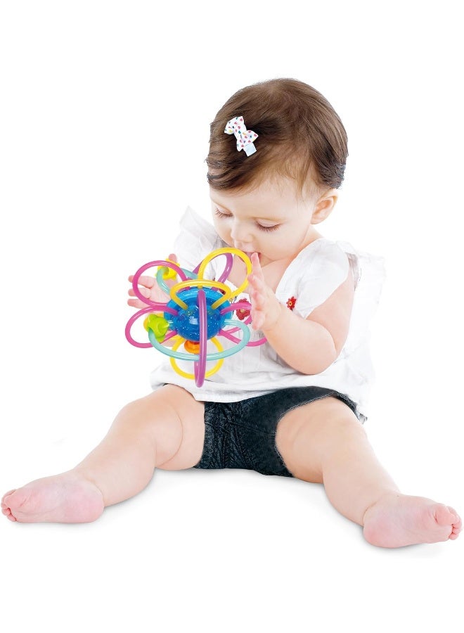 HOLA Teething Rings, Soft Tpu Material For Gentle Gum Massage, Spinning Ball With Fun Sound Effects, Movable Rings For Fine Motor Skills, Teething Relief For Babies, Baby Rattle Toy, Teether 0M+  - Image 2