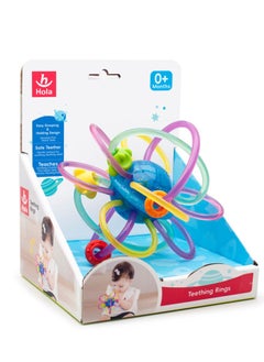HOLA Hola Teething Rings, Soft TPU Material for Gentle Gum Massage, Spinning Ball with Fun Sound Effects, Movable Rings for Fine Motor Skills, Teething Relief for Babies, Baby Rattle Toy, Teether 0M+  - Image 4