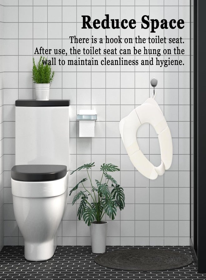 CUXFLS Portable Children's Foldable Toilet Seat with Storage Bag, Training Urine Anti Slip Toilet Seat Cover with Splash Guard for Toddlers and Children-White - Image 4