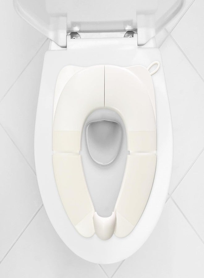 CUXFLS Portable Children's Foldable Toilet Seat with Storage Bag, Training Urine Anti Slip Toilet Seat Cover with Splash Guard for Toddlers and Children-White - Image 1