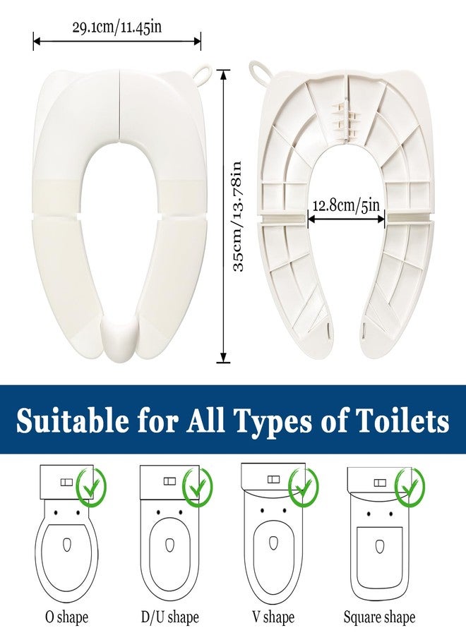 CUXFLS Portable Children's Foldable Toilet Seat with Storage Bag, Training Urine Anti Slip Toilet Seat Cover with Splash Guard for Toddlers and Children-White - Image 2