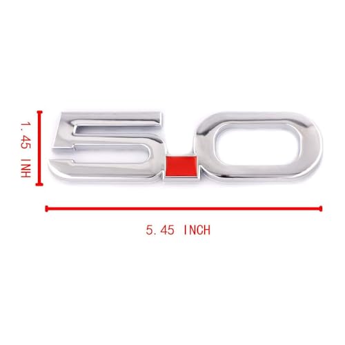 UpAuto 2pcs 5.0 Emblems Metal Badge 3D Self-Adhesive Logo Sticker for 2011 2012 2013 2014 Ford Mustang Gt (Silver) - Image 3