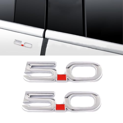 UpAuto 2pcs 5.0 Emblems Metal Badge 3D Self-Adhesive Logo Sticker for 2011 2012 2013 2014 Ford Mustang Gt (Silver) - Image 2