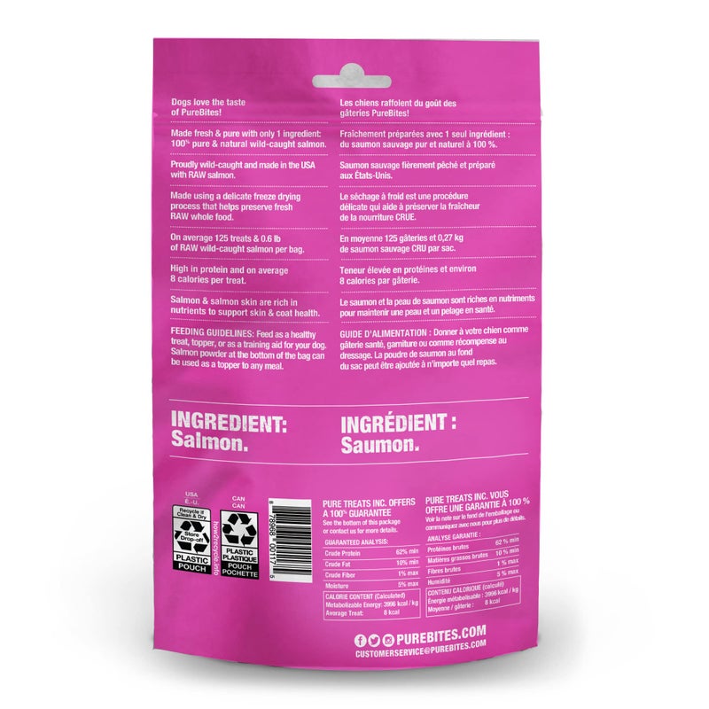 PureBites Salmon Freeze Dried Dog Treats, 1 Ingredient, Made in USA, 2.47oz - Image 3