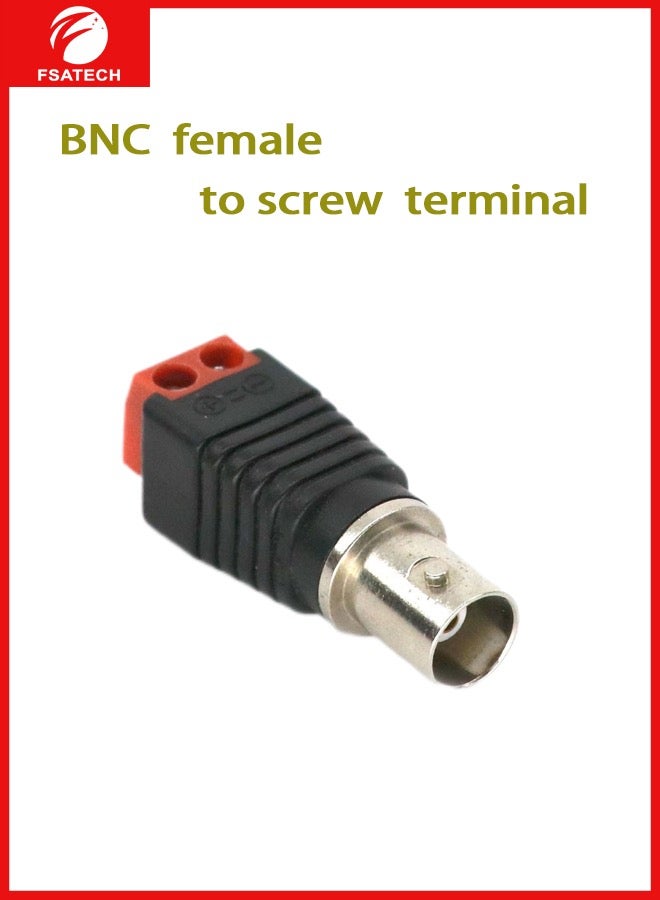 FSATECH 10 قطع محول موصل أنثى BNC مع طرف لولبي بدون لحام لملحقات كاميرا المراقبة Balun CCTV، كابل فيديو محوري RG59 RG6 - Image 1