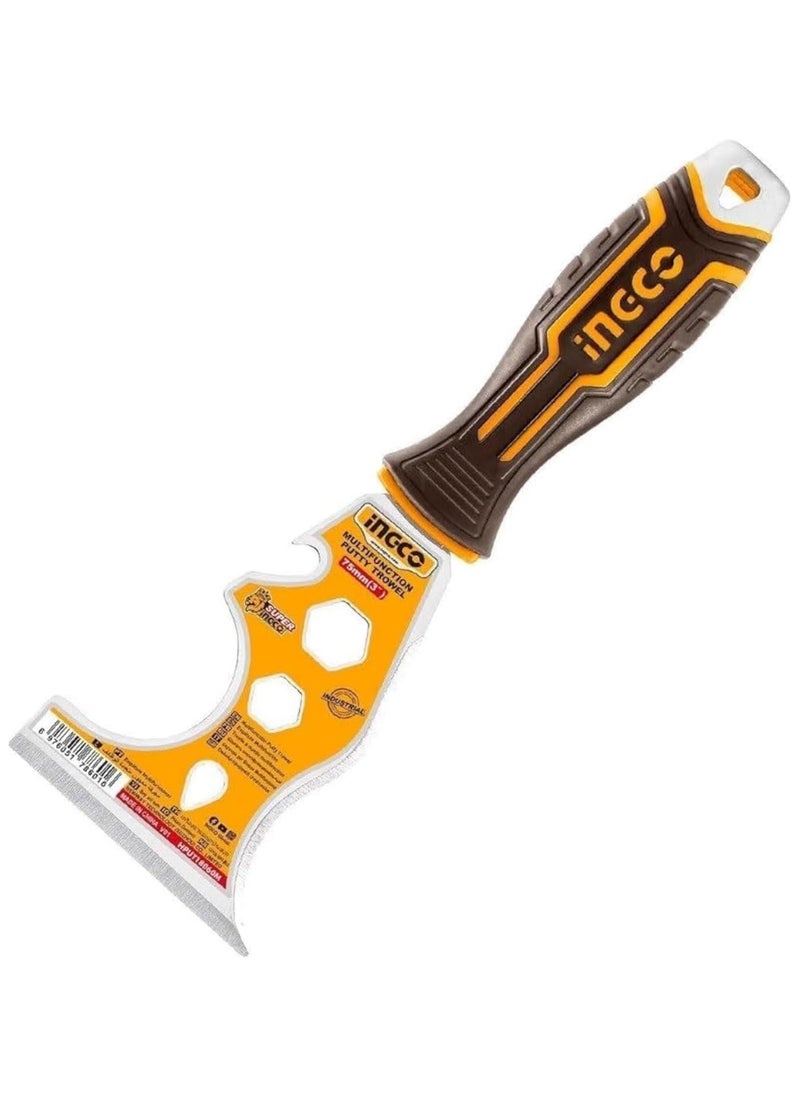 INGCO 3" Multifunction Putty Trowel, 12 Functions in 1 - Scraper, Dauber, Knock, Bottle Opener, Hanging Hole HPUT18060M  - Image 1