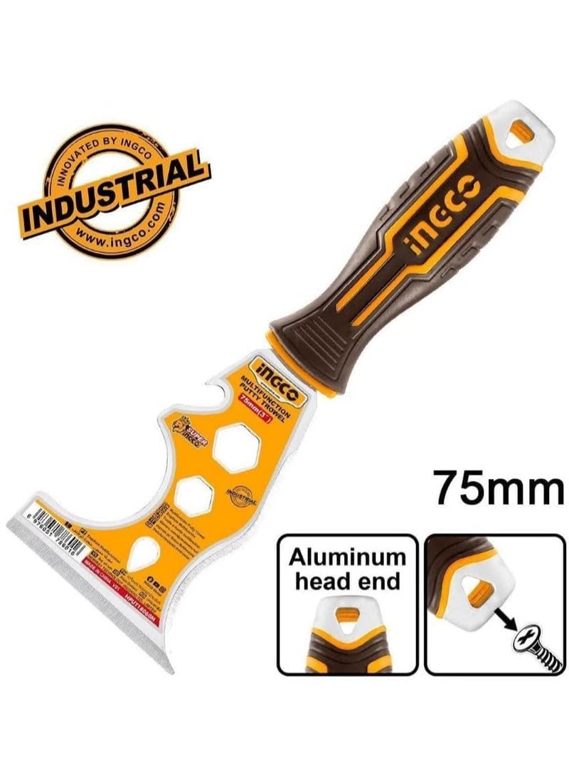 INGCO 3" Multifunction Putty Trowel, 12 Functions in 1 - Scraper, Dauber, Knock, Bottle Opener, Hanging Hole HPUT18060M  - Image 2